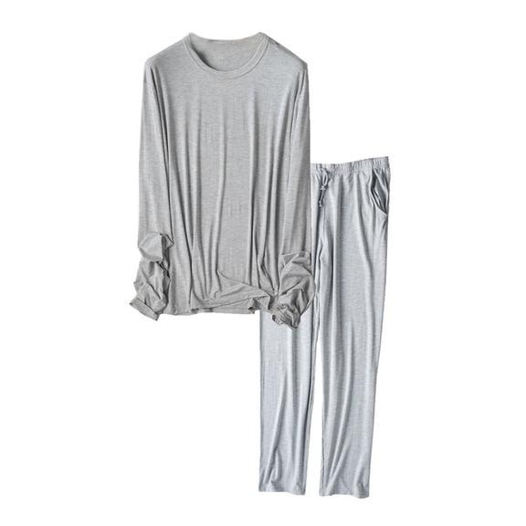 SWSMCLT Men's Long Sleeve Pajama Set Comfy 2 Piece Lounge Set Winter Pant Soft Breathable Spring Spandex Pj Set Grey X-Large