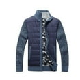 thumbnail image 1 of SWSMCLT Men's Long Sleeve Quilted Jacket Slim Fit Knit Sweater Casual Work Knitwear Warm Winter Fall Top Full Zip Soft Thermal Puff Jacket Blue X-Small, 1 of 1