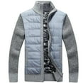 thumbnail image 1 of SWSMCLT Men's Long Sleeve Quilted Jacket Slim Fit Knit Sweater Casual Work Knitwear Warm Winter Fall Top Full Zip Soft Thermal Puff Jacket Grey Small, 1 of 1