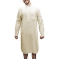 thumbnail image 1 of SWSMCLT Men's Long Sleeve Robe Loose Casual Bathrobe Long Pjs Cotton Thin Fall Summer House Coat Soft Comfy Khaki Large, 1 of 4