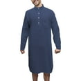 thumbnail image 1 of SWSMCLT Men's Long Sleeve Robe Loose Casual Bathrobe Long Pjs Cotton Thin Fall Summer House Coat Soft Comfy Navy Small, 1 of 4
