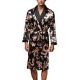 thumbnail image 1 of SWSMCLT Men's Long Sleeve Robe Satin Knee Length Pajamas Pjs Long Summer Luxury Bathrobe Spring Lightweight Cool Black X-Small, 1 of 5