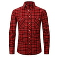 thumbnail image 1 of SWSMCLT Men's Long Sleeve Shirt Plaid Printed Fall Fitted Button Down Shirt Button Up Button Pocket Soft Winter Tops Style1 Large, 1 of 1