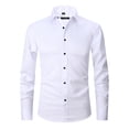 thumbnail image 1 of SWSMCLT Men's Long Sleeve Shirts Button Down Lapel Collar Collared Wrinkle-Free Slim Fit Business Formal Tops Lightweight Solid Plain Casual White 39, 1 of 5