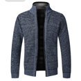 thumbnail image 1 of SWSMCLT Men's Long Sleeve Sweater Knitted Full Zip Winter Holiday Knitwear Zip Up Fleece Lined Top Soft Mock Neck Blue Small, 1 of 1