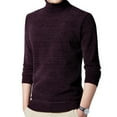 thumbnail image 1 of SWSMCLT Men's Long Sleeve Sweater Solid Turtleneck Knit Office Business Casual Slim Fit Pullover Sweaters Pullover Thermal Burgundy 42, 1 of 2