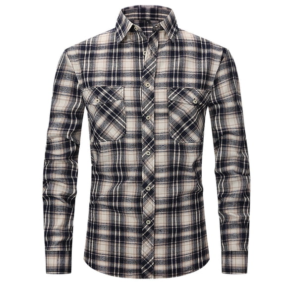 SWSMCLT Men's Long Sleeve Shirt Plaid Printed Fall Fitted Button Down Shirt Button Up Button Pocket Soft Winter Tops Style4 Large