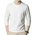 thumbnail image 1 of SWSMCLT Men's Long Sleeve Tshirt Slim Fit Crewneck Fall Top Fashion Solid Cotton T Shirt Soft Comfy Casual Basic Tee White Medium, 1 of 1