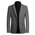 thumbnail image 1 of SWSMCLT Men's Long Sleeve Two Button Blazer Jacket Slim Fit Sport Coat Thick Solid Suit Jacket Office Work Wool Blend Dress Coat Business Casual Notch Lapel Flap Pocket Grey 44, 1 of 2