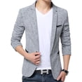 thumbnail image 1 of SWSMCLT Men's Long Sleeved Blazer Split Formal Slim Fit Business Casual Suit Jacket Suit Separate Grey 38, 1 of 3