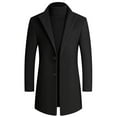 thumbnail image 1 of SWSMCLT Men's Long Trench Coat Pea Coat Fall Spring Winter Warm Thick Fashion Wool Blend Lapel Business Casual Single Breasted Long Sleeve Slim Fit Overcoat Black 40, 1 of 2