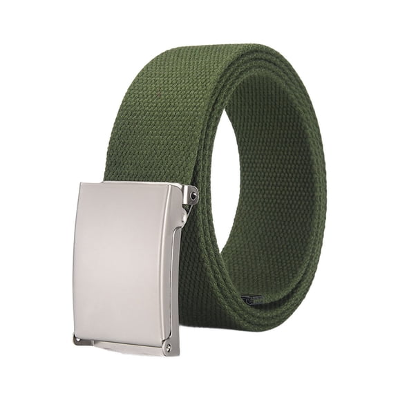 SWSMCLT Men's Metal Web Belt Fashion Braided Belt Braided Canvas Metal Buckle Summer Holeless Basic Belts Army Green X-Small-Large