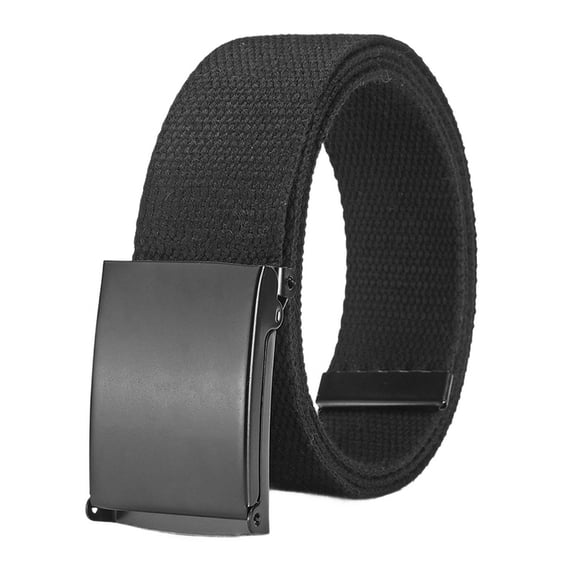 SWSMCLT Men's Metal Web Belt Fashion Braided Belt Braided Canvas Metal Buckle Summer Holeless Basic Belts Dark Black X-Small-Large