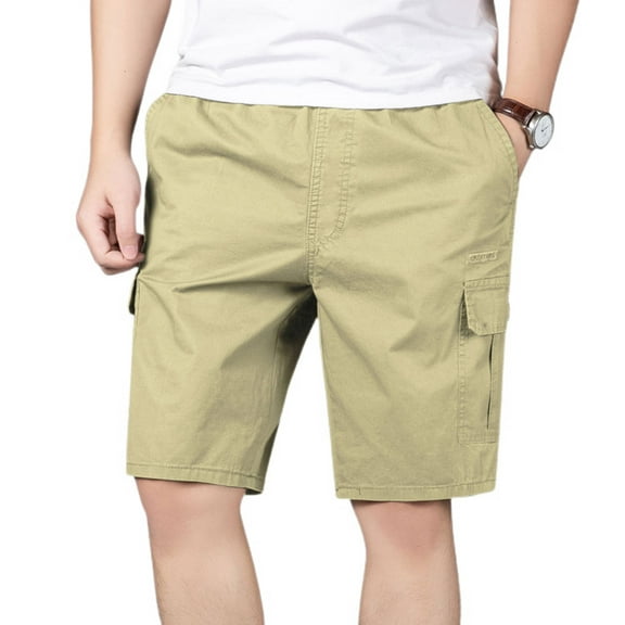 SWSMCLT Men's Mid Rise Lounge Lightweight Pockets Slim Fit Cotton Shorts Cargo Shorts Casual Shorts Orange Medium