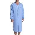 thumbnail image 1 of SWSMCLT Men's Long Sleeve Robe Henley Nightshirt Sleeping Night Shirt 3 Buttons House Coat Side split Pockets Loose Soft Knee Length Pocket Fall Comfy Light Blue XX-Small, 1 of 4