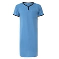 thumbnail image 1 of SWSMCLT Men's Nightshirt Short Sleeve Knee Length Oversized Sleepwear Nightgowns Summer Soft Sleep Night Shirt Short Sleeve Button Thin V Neck Royal Blue Large, 1 of 1