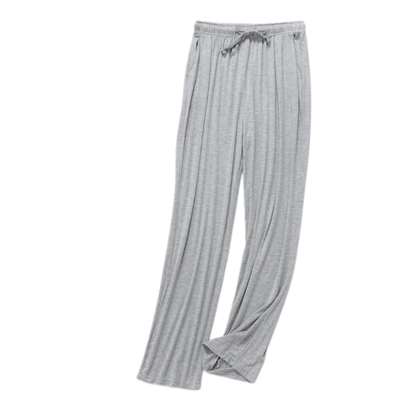 SWSMCLT Men's Pajama Pants Long Pj Bottom Elastic Waist Trousers Sleep Soft Drawstring Lounge Stretch Ankle Thin Light Grey Large