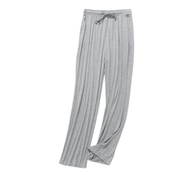 SWSMCLT Men's Pajama Pants Long Pj Bottom Elastic Waist Trousers Sleep Soft Drawstring Lounge Stretch Ankle Thin Light Grey Small