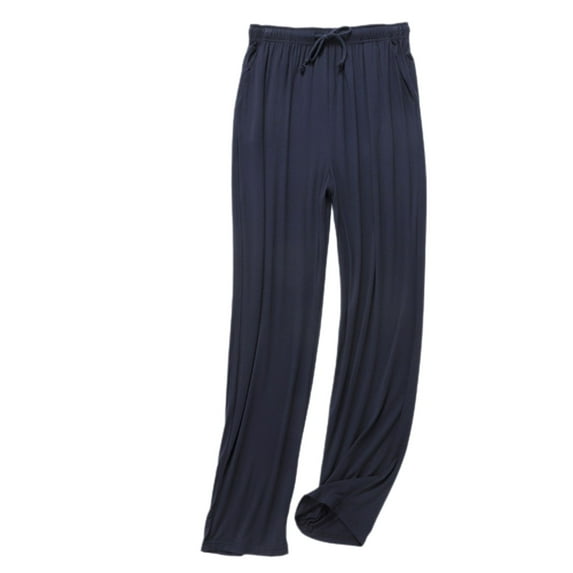 SWSMCLT Men's Pajama Pants Long Pj Bottom Elastic Waist Trousers Sleep Soft Drawstring Lounge Stretch Ankle Thin Navy Small