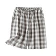 thumbnail image 1 of SWSMCLT Men's Pajamas Shorts Soft Pjs Summer Thin Lounge Drawstring Pj Shorts Plaid Printed Cool Cotton Short Grey X-Large, 1 of 1
