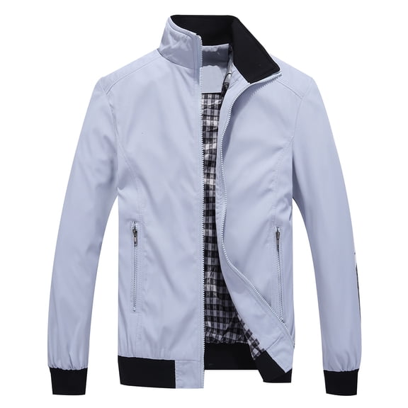 SWSMCLT Men's Plus Size Lightweight Jacket Full Zip Windbreaker Coat Wind Resistant Plaid Lining Long Sleeve Windproof Rain Raincoat with Pockets Grey 4X-Large