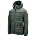 thumbnail image 1 of SWSMCLT Men's Puffer Jacket Winter Warm Top Quilted Down Jackets & Coats Puff Insulated Puffy Slim Fit Outdoor Lightweight Detachable Hood Travel Full Zip Hooded Bubble Coat Army Green 36, 1 of 1