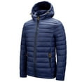 thumbnail image 1 of SWSMCLT Men's Puffer Jacket Winter Warm Top Quilted Down Jackets & Coats Puff Insulated Puffy Slim Fit Outdoor Lightweight Detachable Hood Travel Full Zip Hooded Bubble Coat Navy 40, 1 of 1