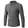 thumbnail image 1 of SWSMCLT Men's Quarter Zip Thermal Fitted Long Sleeve Sweater Cable Knit Mock Neck Fall Top Soft Fashion Slim Fit Pullover Sweaters Khaki 42, 1 of 2