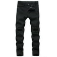 thumbnail image 1 of SWSMCLT Men's Ripped Jeans Polyester Summer Pants Slim Fit Trousers Stretch Mid Rise Western Denim Comfy 45 Black 38, 1 of 4