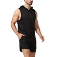 thumbnail image 1 of SWSMCLT Men's Running Hooded Vest Soft Basic Casual Tank Top Quick Dry Fit Sleeveless Summer Top High Low Slim Fit Workout Fall Black X-Small, 1 of 5