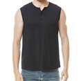 thumbnail image 1 of SWSMCLT Men's Running Tank Top WorkoutCrew Neck Spring Slimming Vest Sleeveless Basic Henley Shirt Soft Button Black X-Large, 1 of 4