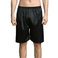 thumbnail image 1 of SWSMCLT Men's Satin Pajama Shorts Soft Sleep Pj Comfy Cool Elastic Pajama Shorts Summer Fall Knee Length Elastic Waist Black Large, 1 of 4