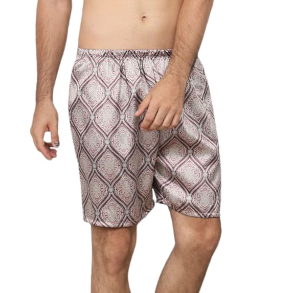 SWSMCLT Men's Satin Pajama Shorts Soft Sleep Pj Comfy Cool Elastic Pajama Shorts Summer Fall Knee Length Elastic Waist Red square XX-Large