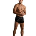 thumbnail image 1 of SWSMCLT Men's Satin Pajamas Shorts Summer Slim Fit Tight Lightweight Sleep Pj Boxer Underwear Panties Low Rise Black Large, 1 of 4