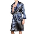 thumbnail image 1 of SWSMCLT Men's Satin Robe Pajamas Shorts 2 Piece Long Sleeve Luxury Valentine's Day Halloween Lightweight Comfy Cool Thin V Neck Pjs Striped XX-Large, 1 of 4