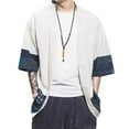 thumbnail image 1 of SWSMCLT Men's Short Kimono Cardigan Fashion Shirt Loose Fit Fall Spring Shirt Jacket Soft Cotton Summer Top Solid Open Front 9 Cream Large, 1 of 4