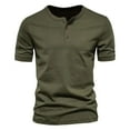 thumbnail image 1 of SWSMCLT Men's Short Sleeve Henley Shirts Button Classic Solid Soft T Shirt Fitted Cotton Top Lightweight Summer Tee Fall Thin Basic Army Green Medium, 1 of 1