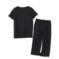 thumbnail image 1 of SWSMCLT Men's Short Sleeve Pajama Set Lounge Sleeping Pj Set Soft Capri Pajamas Short Casual Capri Loose Cool Black Medium, 1 of 1