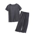 thumbnail image 1 of SWSMCLT Men's Short Sleeve Pajama Set Lounge Sleeping Pj Set Soft Capri Pajamas Short Casual Capri Loose Cool Dark Grey Medium, 1 of 1
