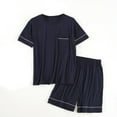 thumbnail image 1 of SWSMCLT Men's Short Sleeve Pajamas Soft Sleeping Lounge Thin Pj Set 2 Piece Short Modal Casual Spandex Cool Navy Large, 1 of 1