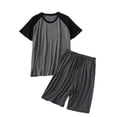thumbnail image 1 of SWSMCLT Men's Short Sleeve Pajamas Summer 2 Piece Modal Thin Pajama Set Comfy Spring Spandex Fall Drawstring Dark Grey Large, 1 of 5
