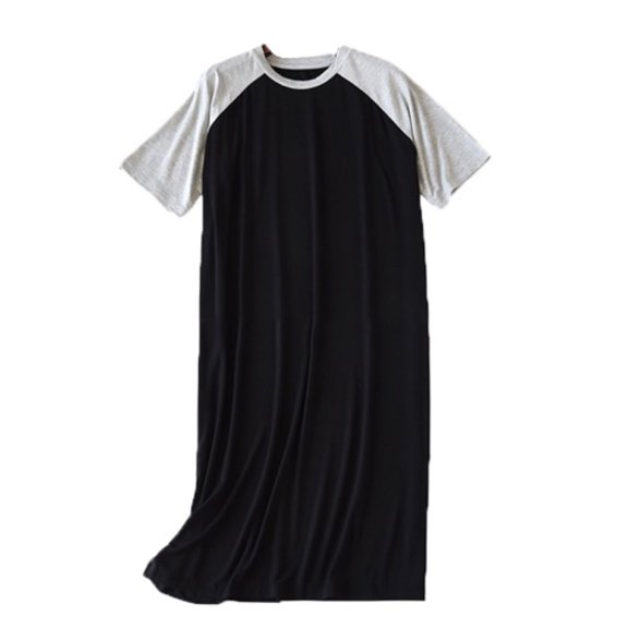 SWSMCLT Men's Short Sleeve Pjs Summer Stretchy Comfy Sleeping Pajamas Sleepwear Soft Cool Knee Length Spandex Black Light Grey XX-Small