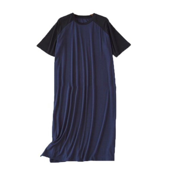 SWSMCLT Men's Short Sleeve Pjs Summer Stretchy Comfy Sleeping Pajamas Sleepwear Soft Cool Knee Length Spandex Navy Black X-Small