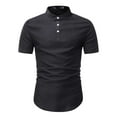 thumbnail image 1 of SWSMCLT Men's Short Sleeve Shirt Soft Button Down Shirt Button Up Slimming Top Fitted Business Casual Summer Black 3X-Small, 1 of 4