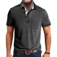 thumbnail image 1 of SWSMCLT Men's Short Sleeve Shirt Soft Top Work Date Night Polo Shirt Pocket Fashion Basic Summer Thin Cool Casual Dark Grey 3X-Large, 1 of 1