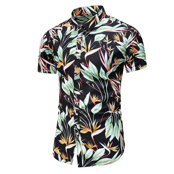 SWSMCLT Men's Short Sleeve Summer Vintage Aloha Hawaiian Shirt Cotton Top Button Up Shirt Thin Button Down Shirt Style1 Small