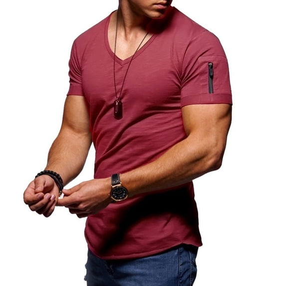 SWSMCLT Men's Short Sleeve T Shirt Fitted T-shirt Soft Tshirt Summer Lightweight Basic Thin Office Burgundy Large