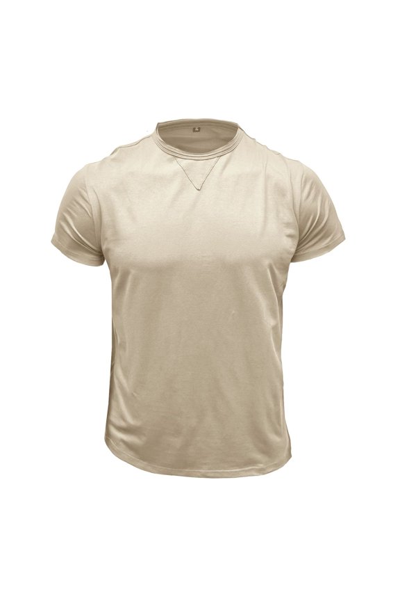 Men's Short Sleeve T Shirt Soft Shirt Cotton Slim Fit Slimming Tee Fall Crew Neck Summer Date Night Cream Large