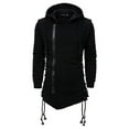 thumbnail image 1 of SWSMCLT Men's Side Zipper Hoodie Cotton Designer Fashion Steampunk Lace Up Strappy Hooded Sweatshirt Asymmetric Thermal Black Large, 1 of 5