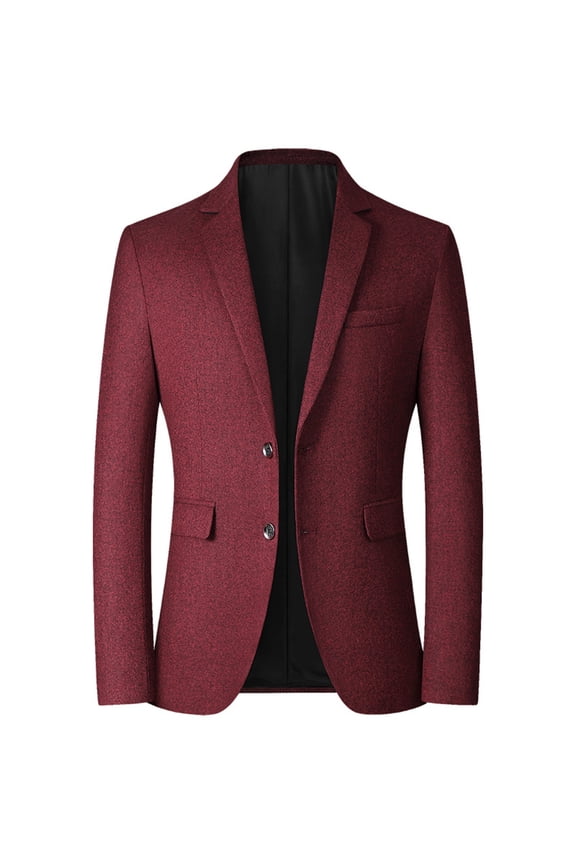 SWSMCLT Men's Single Breasted Blazer Casual Blazer Jacket Business Casual Suit Jacket Cozy Two Button Burgundy 34